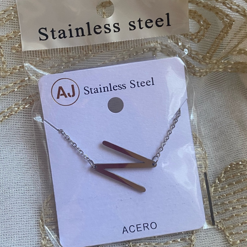 Stainless Steel Silver Letter N Necklace Holiday Gift